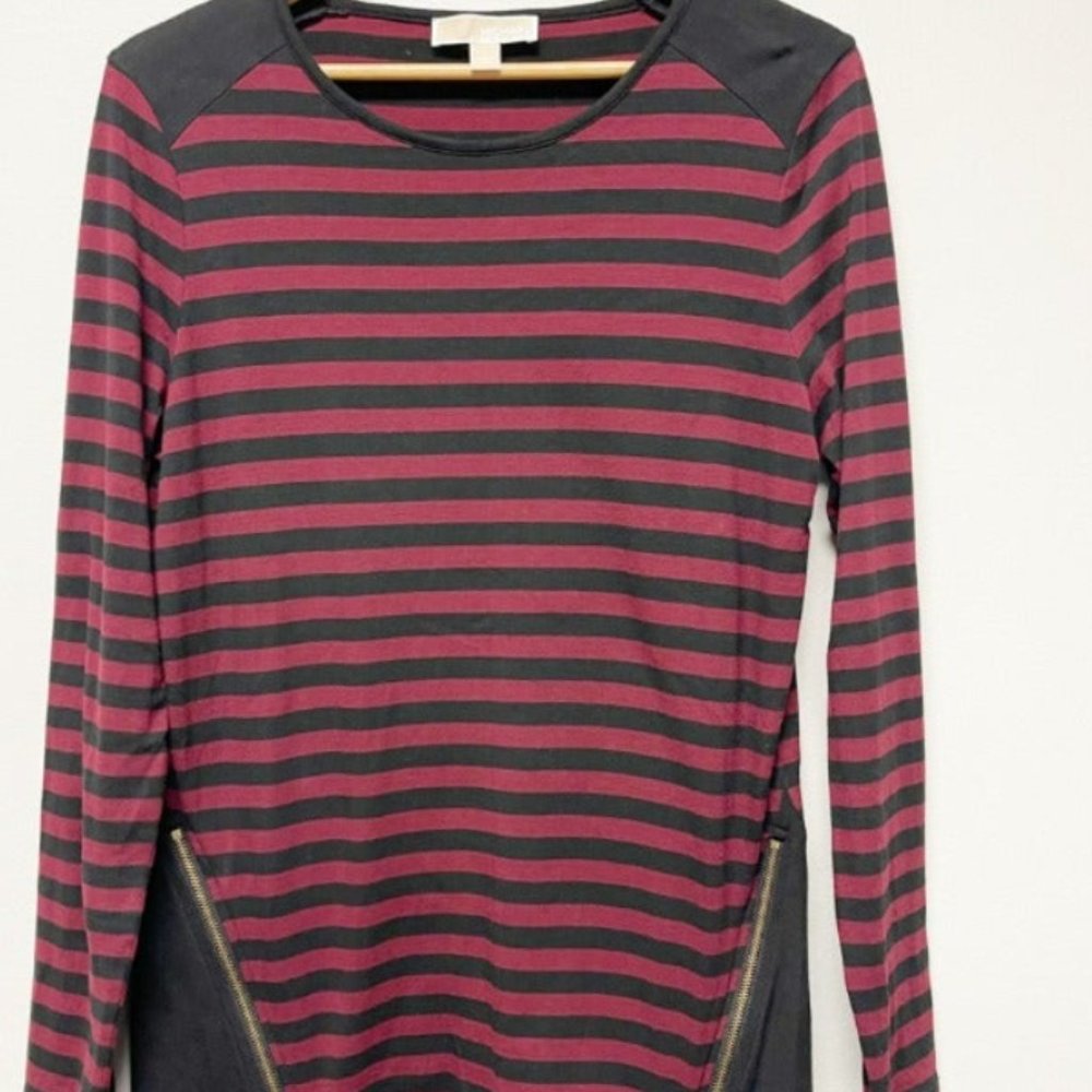 Women’s Maroon and Black Striped Tunic